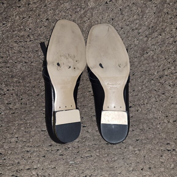 MASSIMO DUTTI-Black Nappa Leather Chain Suede Kiltie Loafers-Sz 37-Excellent - Picture 8 of 8